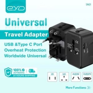 EYD SN21 Universal Travel Adapter With USB&Type C Port All In One International Power Converter Charger Plug